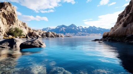 Serene Mountain Lake Landscape