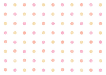 かわいい手描き水彩風のピンク系水玉パターン背景