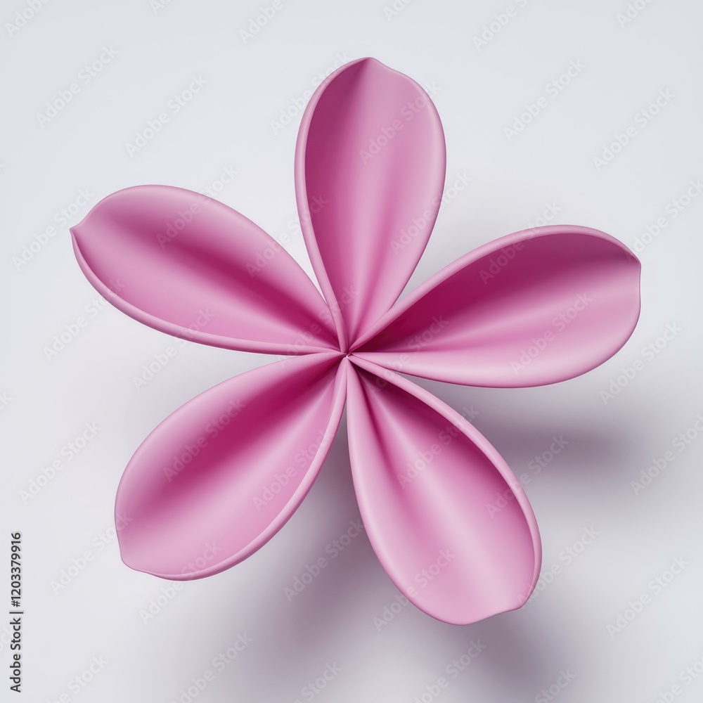 Poster a stylized pink flower with six petals, creating a symmetrical and elegant design.
