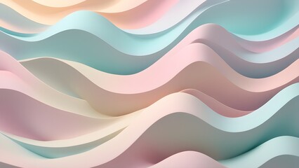 Abstract pastel wave background with soft, flowing curves in shades of pink, peach, and teal.