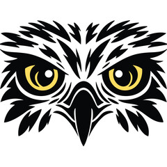 Intricate Black and White Eagle Face Design
