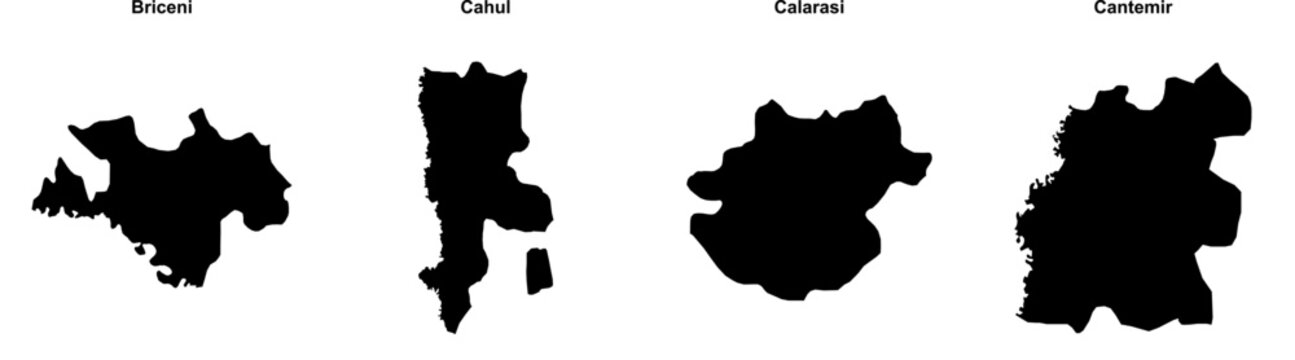 Briceni, Cahul, Calarasi, Cantemir outline maps