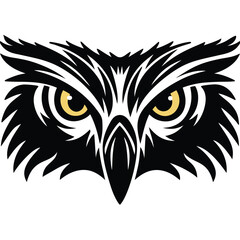 Intricate Black and White Eagle Face Design