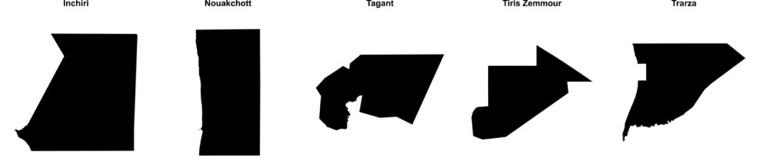 Inchiri, Nouakchott, Tagant, Tiris Zemmour, Trarza outline maps