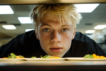 Rising chef perfecting gourmet dish