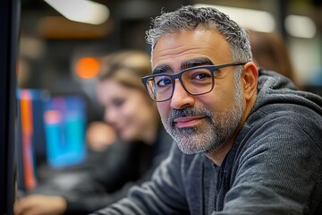 Visionary programmer discussing tech startup