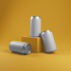 Three Cans Energy drink soda can mockup template isolated on background Blank Label