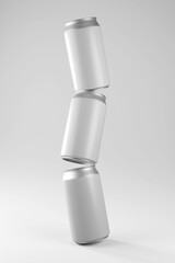 Three Cans Energy drink soda can mockup template isolated on background Blank Label