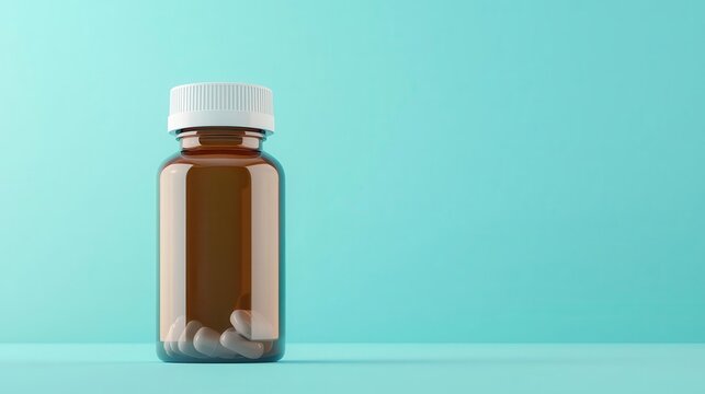 Medicine bottle with holographic safety seal, trust in health care, 3D illustration