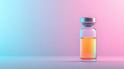 Vaccination vial with glowing secure seal, safety in prevention, 3D illustration