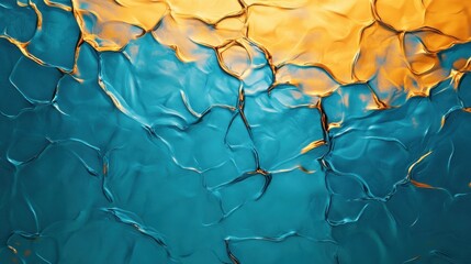 Fototapeta premium Abstract blue and gold liquid texture with flowing shapes and glossy metallic effect