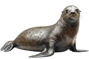 Sea lion relaxing coastal beach super realistic photo natural habitat eye-level view wildlife photography