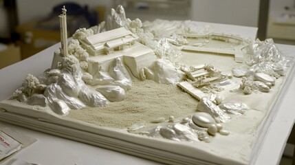 Detailed 3D Model Coastal Temple Landscape Architecture