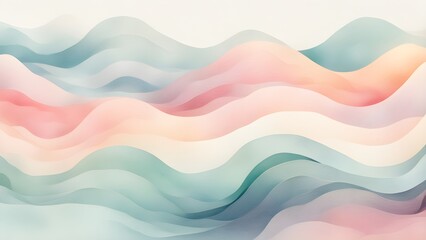 Abstract pastel wave background with soft, flowing layers in calming teal, pink, and cream tones.