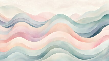 Abstract pastel wave background with soft, flowing lines in calming shades of peach, pink, and teal.