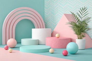 3D Render, Abstract Background, Minimal Design Elements, Isolated