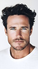 Obraz premium Handsome Professional Man with Beard Wearing Formal Attire Captured in a Pensive Expression