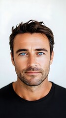 Obraz premium Striking Portrait of a Handsome Mature Man with Thoughtful Gaze