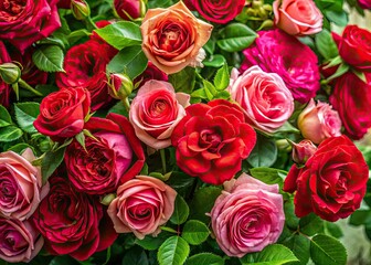 Obraz premium High-resolution image: vibrant red and pink roses against a stark white background, perfect for urban exploration themes.