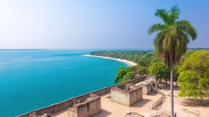 Fototapeta premium Tropical beach with ancient ruins