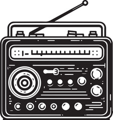 Radio vector in black and white