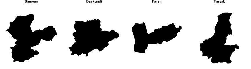 Bamyan, Daykundi, Farah, Faryab outline maps