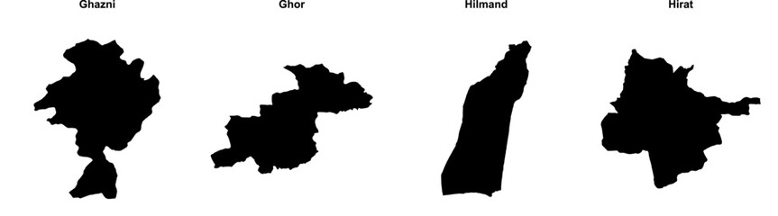 Ghazni, Ghor, Hilmand, Hirat outline maps