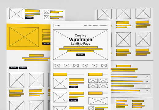 Minimalist Landing Page Line Wireframe Template