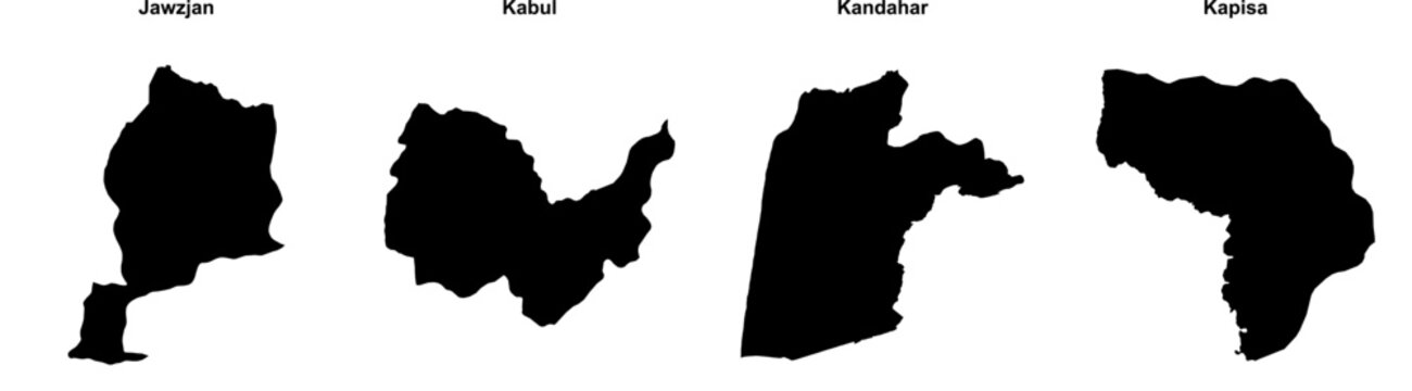 Jawzjan, Kabul, Kandahar, Kapisa outline maps