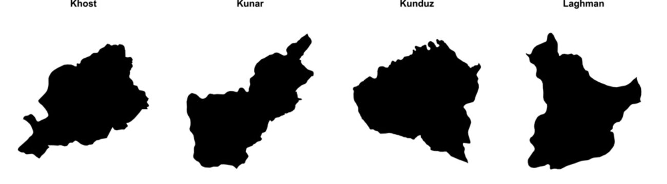 Khost, Kunar, Kunduz, Laghman outline maps