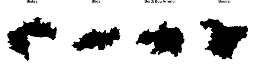 Biskra, Blida, Bordj Bou Arreridj, Bouira outline maps