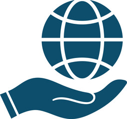 hand holding globe, internet care icon vector.