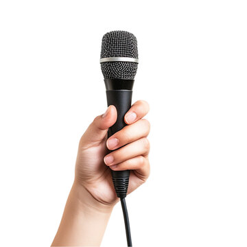 Hand holding a microphone singing karaoke music performance