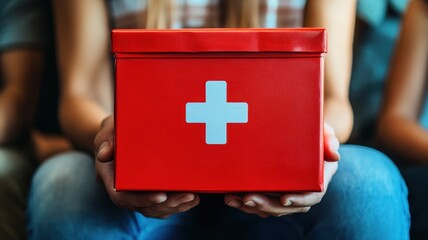 Organizing first aid kits volunteers support global health standards at community center