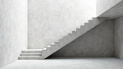Modern Concrete Staircase Ascending in Minimalist Interior Space