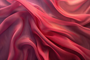 Smooth, flowing red chiffon fabric creates an elegant and luxurious background, perfect for fashion or design projects