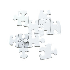 White Puzzle Pieces Interlocking Teamwork Collaboration Solution,