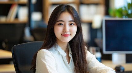Busy smart young asian girl student marketing smm manager social media worker freelancer intern businesswoman working remote distant studding in office desk in coworking space. College education