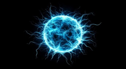 A blue sphere with a lot of blue and white swirls