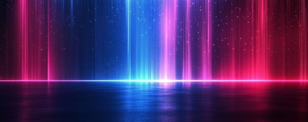 A colorful, multi-colored line of light with a blue stripe