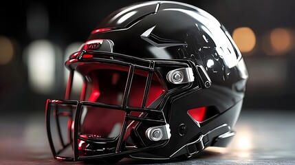 Fototapeta premium Professional football helmet artwork shiny reflective surface with sleek metallic finish