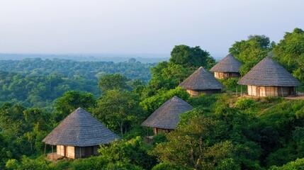 Rural Houses in Lush Tropical Forest