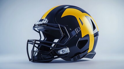 Fototapeta premium Shiny reflective football helmet design sleek metallic surface for minimalist fans