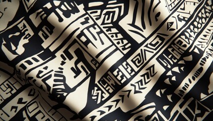 Obraz premium A piece of fabric with a pattern of geometric shapes and lines