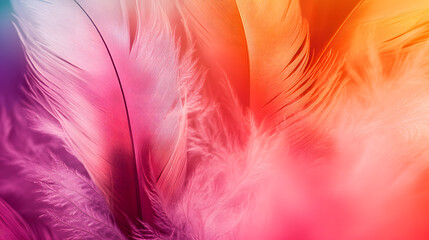 Obraz premium Soft Colorful Feather Close-Up in Pastel Shades