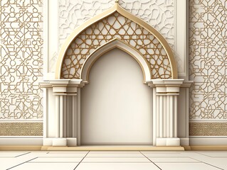 Elegant Golden Archway with Intricate Islamic Design