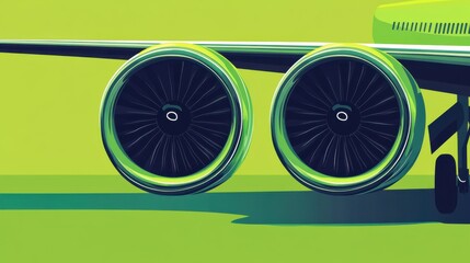Close-up view of modern aircraft engines showcasing sleek design against vibrant background