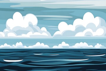 Obraz premium Serene Ocean View with Fluffy Clouds