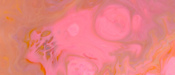 Textured Abstract Background with Swirling Pink and Golden Tones on Liquid Surface