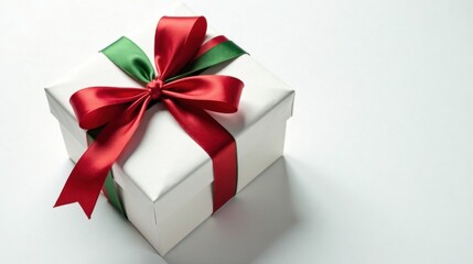 Obraz premium A neatly wrapped present with a vibrant red and green ribbon bow